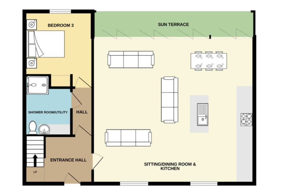 Ground floor of sustainable self build homes designed by O2i Design near Langport, Somerset.